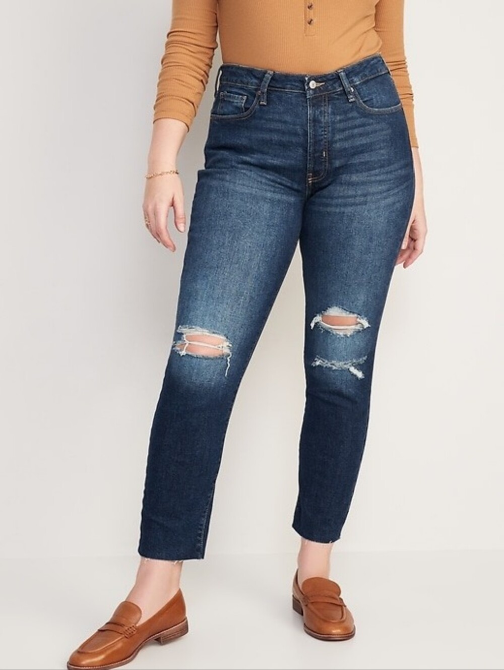 New With Tags Old Navy High-Waist Button-Fly O.G. Straight Ripped Cut-Off Jeans